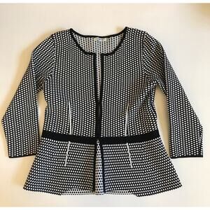 Elisa Landri Black White Fitted Sweater Top Peplum Size Medium Made in Italy EUC